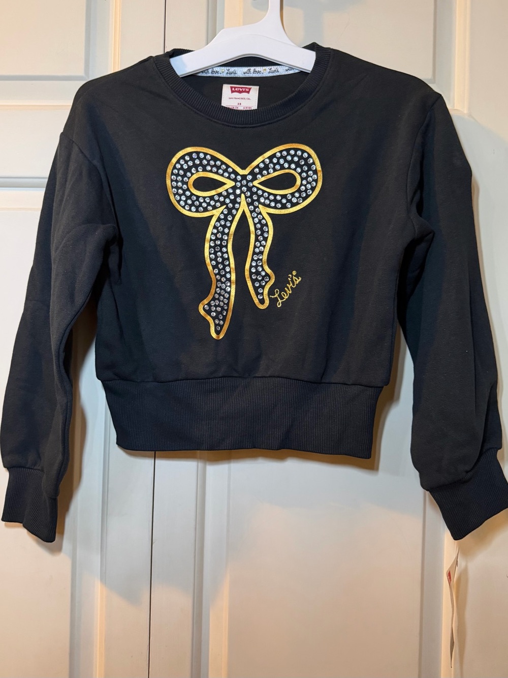 Levi's Black Sweatshirt with Yellow Bow and Stud Accent